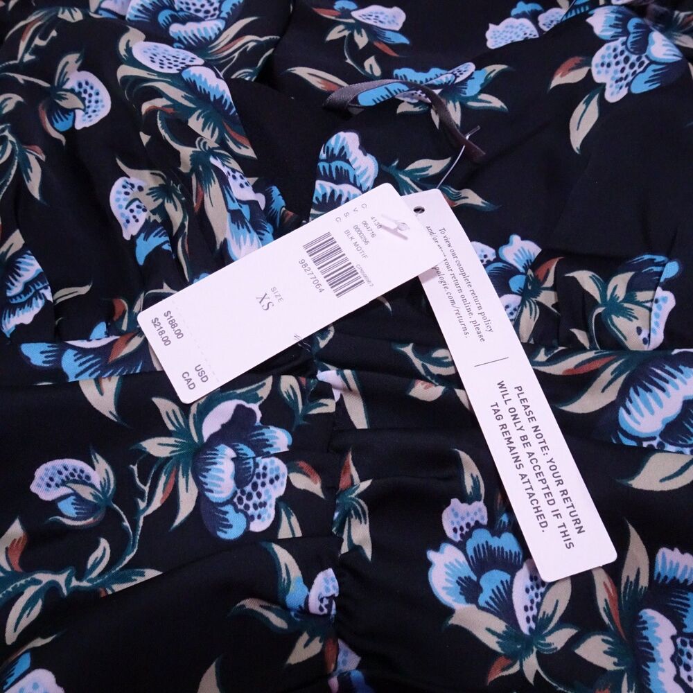 By Anthropologie Sweetheart Ruched Drop-Waist Dress Satin Floral NWT 188 XS - Picture 6 of 6